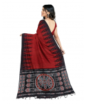 Red Cotton Printed Sambalpuri Kotki Saree With Unstitched Blouse Piece For Women