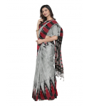Grey Cotton Printed Sambalpuri Saree With Unstitched Blouse Piece For Women