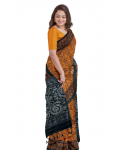 Orange Cotton Printed Madhubani Saree With Unstitched Blouse Piece For Women