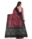 Hot Pink Cotton Printed Madhubani Saree With Unstitched Blouse Piece For Women