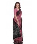 Hot Pink Cotton Printed Madhubani Saree With Unstitched Blouse Piece For Women